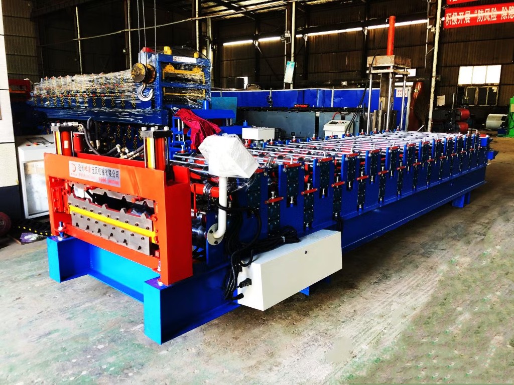 Corrugated roof sheet production